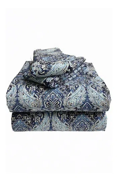 Azores Home Sofi Paisley Cotton Flannel Sheet Set In Blue