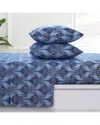 Azores Home Sofi Printed 100% Cotton Flannel Sheet Set In Blue
