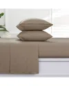 Azores Home Solid 100% Cotton Flannel Sheet Set In Camel