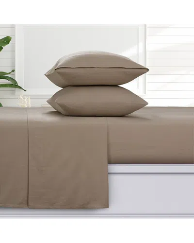AZORES HOME AZORES HOME SOLID 100% COTTON FLANNEL SHEET SET