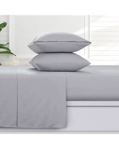 Azores Home Solid 100% Cotton Flannel Sheet Set In Grey