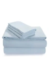 Azores Home Solid Cotton Flannel Flat Sheet In Blue