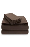 Azores Home Solid Cotton Flannel Flat Sheet In Brown