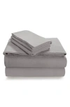 Azores Home Solid Cotton Flannel Flat Sheet In Gray