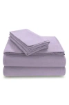 Azores Home Solid Cotton Flannel Flat Sheet In Purple