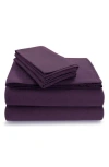 Azores Home Solid Cotton Flannel Flat Sheet In Purple
