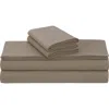 Azores Home Solid Cotton Flannel Sheet Set In Brown