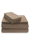 Azores Home Solid Cotton Flannel Sheet Set In Brown