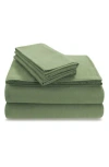 Azores Home Solid Cotton Flannel Sheet Set In Green