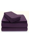 Azores Home Solid Cotton Flannel Sheet Set In Purple