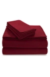 Azores Home Solid Cotton Flannel Sheet Set In Red