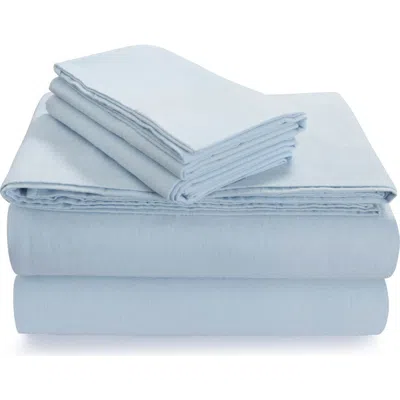 Azores Home Solid Flannel Sheet Set In Blue