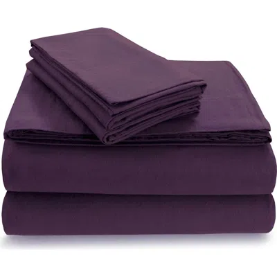 Azores Home Solid Flannel Sheet Set In Purple