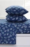 Azores Home Turkish Cotton Flannel Sheet Set In Blue