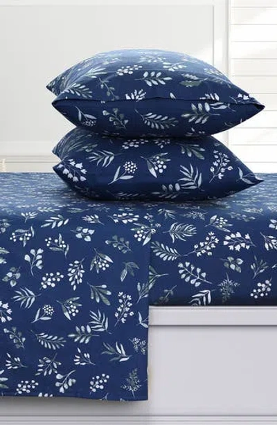 Azores Home Turkish Cotton Flannel Sheet Set In Blue