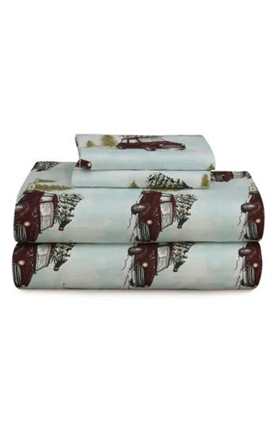 Azores Home Winter Outing Cotton Flannel Sheet Set In Blue