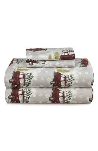 Azores Home Winter Outing Cotton Flannel Sheet Set In Gray
