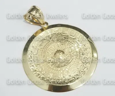 Pre-owned Aztec Sale Real Yellow Gold  Sun Mayan Calendar Pendant Charm Diamond Cut Unisex