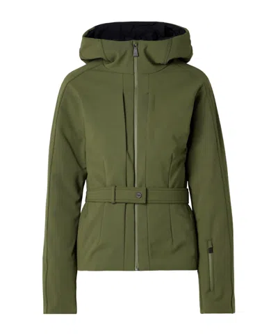 Aztech Mountain Bella Belted Hooded Padded Down Ski Jacket In Green
