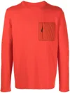 Aztech Mountain Chest Patch Pocket Sweater In Orange