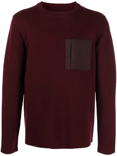 Aztech Mountain Chest Patch Pocket Sweater In Red