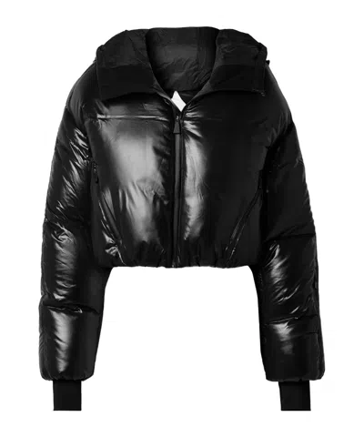 Aztech Mountain Daisy Nuke Cropped Quilted Glossed-shell Down Jacket In Black