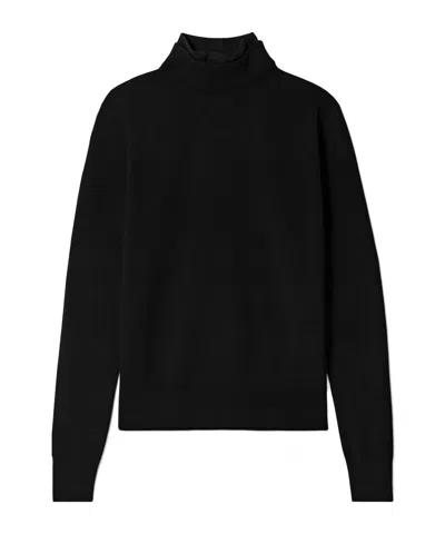 Aztech Mountain Etta Layered Jersey-trimmed Wool-blend Turtleneck Sweater In Black