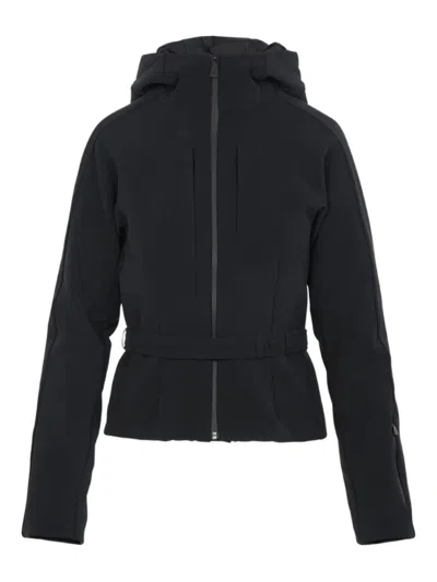 Aztech Mountain Hooded Belted Jacket In Black