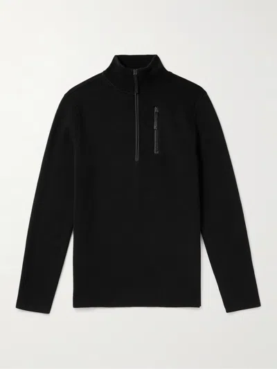 Aztech Mountain Matterhorn Shell-trimmed Wool Half-zip Sweater In Space Black