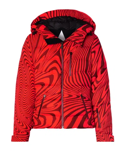 Aztech Mountain Minnie Nuke Hooded Printed Quilted Down Ski Jacket In Red