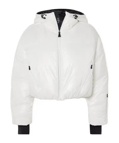 Aztech Mountain Daisy Nuke Hooded Padded Metallic Down Ski Jacket In White