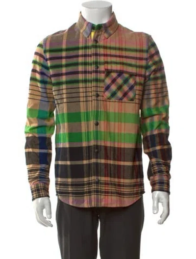 Pre-owned Aztech Mountain Plaid Print Long Sleeve Shirt In Neutrals