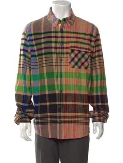 Pre-owned Aztech Mountain Plaid Print Long Sleeve Shirt In Neutrals