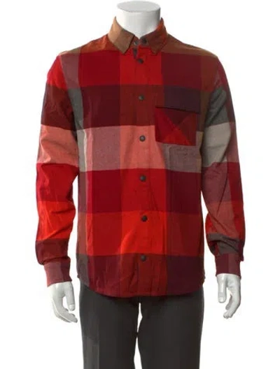 Pre-owned Aztech Mountain Plaid Print Long Sleeve Shirt In Red