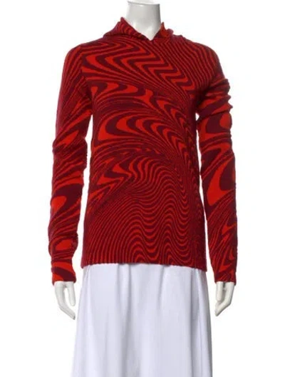 Pre-owned Aztech Mountain Printed Crew Neck Hoodie In Red