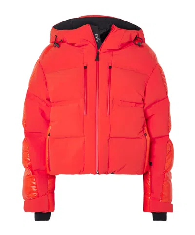 Aztech Mountain Super Nuke Hooded Quilted Paneled Down Ski Jacket In Red