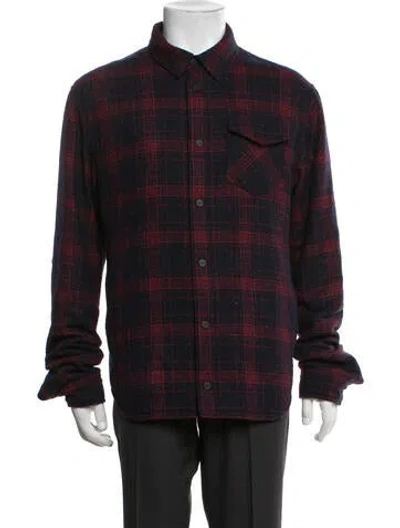 Pre-owned Aztech Mountain Virgin Wool Plaid Print Jacket In Blue