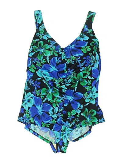 Pre-owned Azul Swimsuit Top Blue Floral Pattern Swimwear