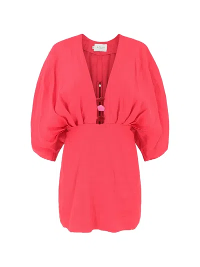 Azulu Abella V-neck Dress In Red