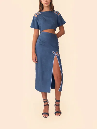 Azulu Ayla Midi Skirt In Nautical Blue In Multi