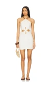 Azulu Drea Linen Cutout Mini Dress In White