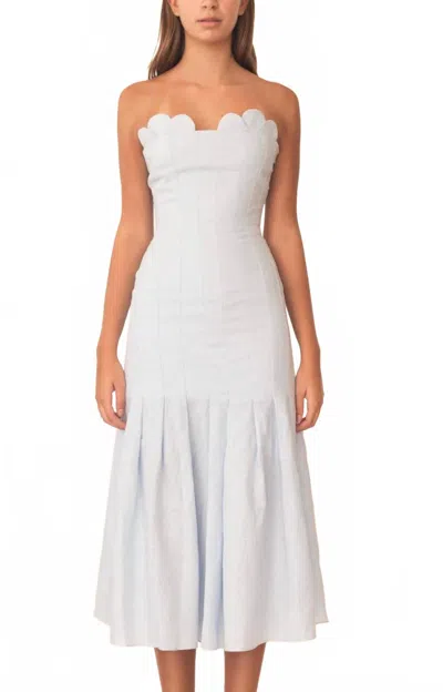 Azulu Elea Strapless Midi Dress In Ice Blue In White