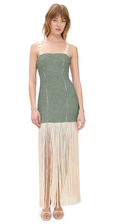 Azulu Elena Dress Sacramento Stripe In Green