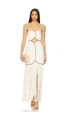 Azulu Joaquina Linen Fringe Strapless Midi Dress