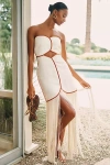 Azulu Joaquina Linen Fringe Strapless Midi Dress