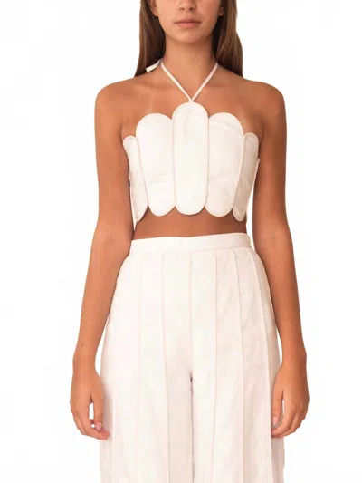 Azulu Lena Scalloped Top In Ivory In White