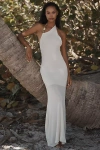 Azulu Liatris Asymmetric Knit Maxi Dress In Beige
