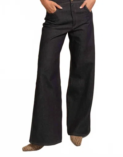Azulu Mason High Rise Wide Leg Jeans In Dark Blue
