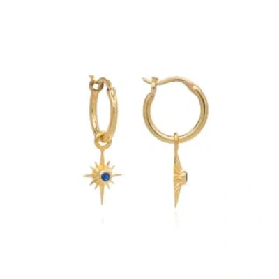 Azuni London | Lone Star Gold Hoop Earrings | Blue Zircon