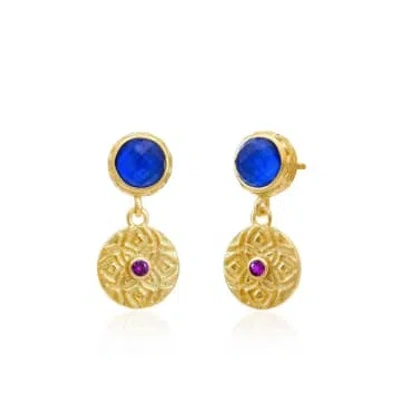Azuni London | Pantheon Doublet And Ornate Coin Earrings | Lapis In Gold